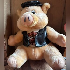 Vintage Harley-Davidson Plush Pig-(9.5” sitting)